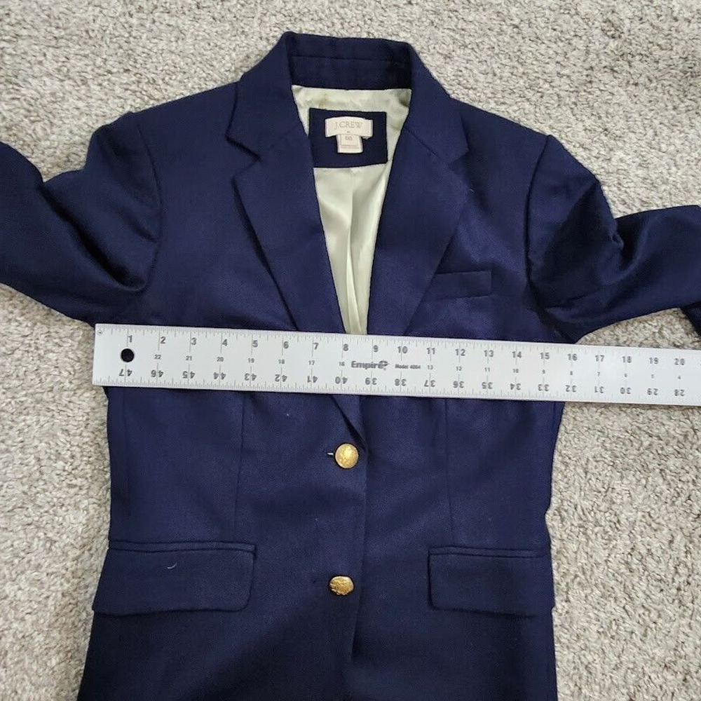 J. Crew Women's Blue Keating Blazer Wool Blend Single Vent Size 00 Style 28639 - Picture 8 of 14